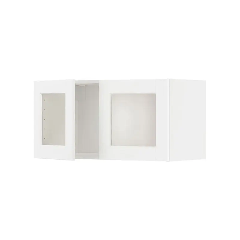 METOD wall cabinet with 2 glass doors, white Enkping/white wood effect, 80x40 cm