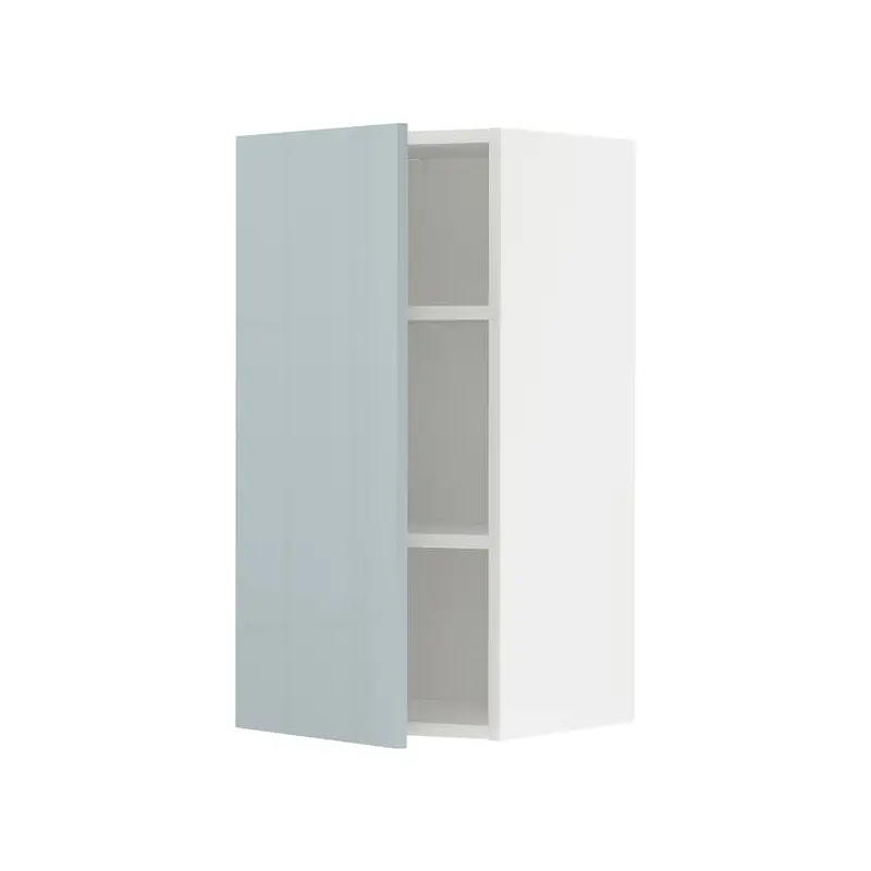 METOD wall cabinet with shelves, white/Kallarp light grey-blue, 40x80 cm