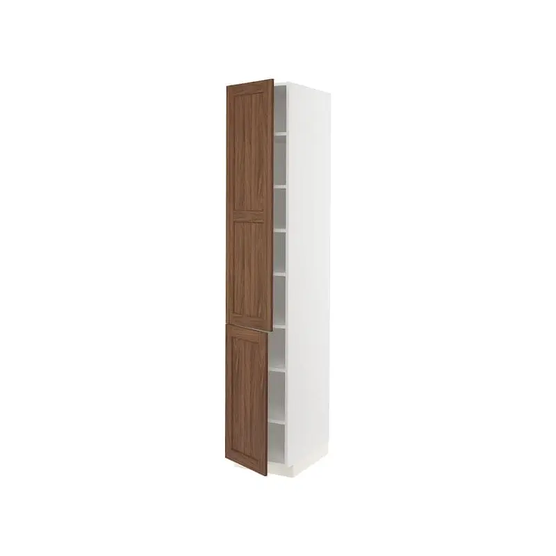 METOD high cabinet with shelves/2 doors, white Enkping/brown walnut effect, 40x60x220 cm