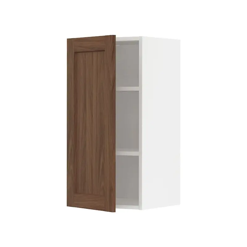 METOD wall cabinet with shelves, white Enkping/brown walnut effect, 40x80 cm