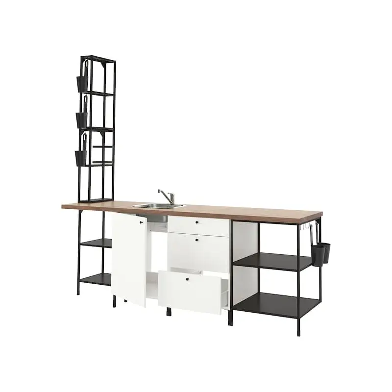 ENHET kitchen, anthracite/white, 243x241x63.5 cm