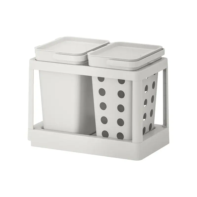 HLLBAR waste sorting solution, with pull-out ventilated/light grey, 20 l