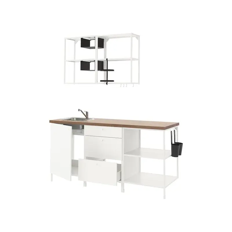 ENHET kitchen, white, 183x63.5x222 cm