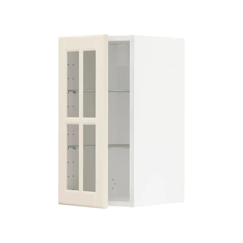 METOD wall cabinet w shelves/glass door, 30x60 cm