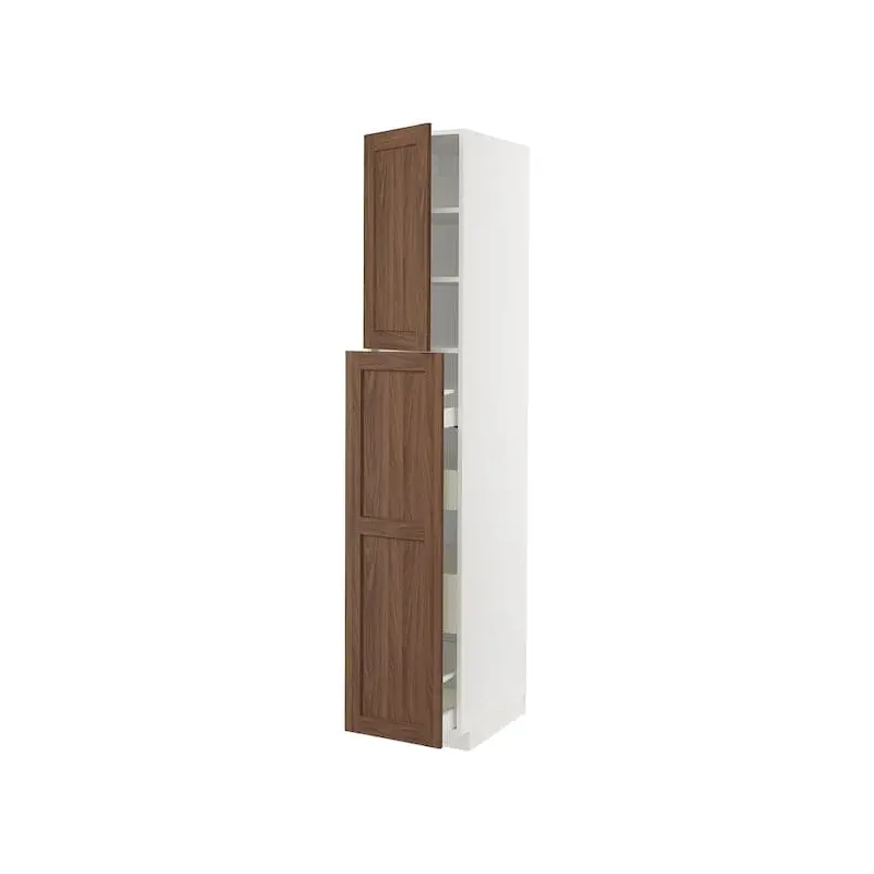 METOD / MAXIMERA hc w p-o func 4drw/1dr/2shlv, white Enkping/brown walnut effect, 40.0x220.0x60.0 cm