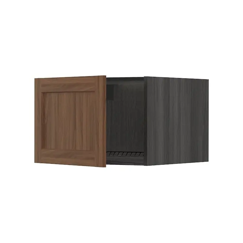 METOD top cabinet for fridge/freezer, black Enkping/brown walnut effect, 60x40 cm