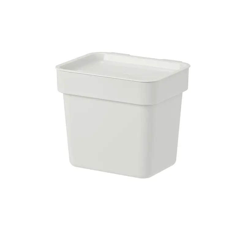 HLLBAR bin with lid, Bottom ext. measurement, depth: 11.7 cm Bottom ext. measurement, width: 16.6 cm Top ext. measurement, depth: 16.2 cm Top ext. measurement, width: 20 cm Height: 17.1 cm Capacity: 3