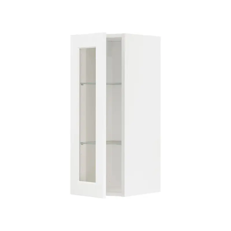 METOD wall cabinet w shelves/glass door, white Enkping/white wood effect, 30x80 cm