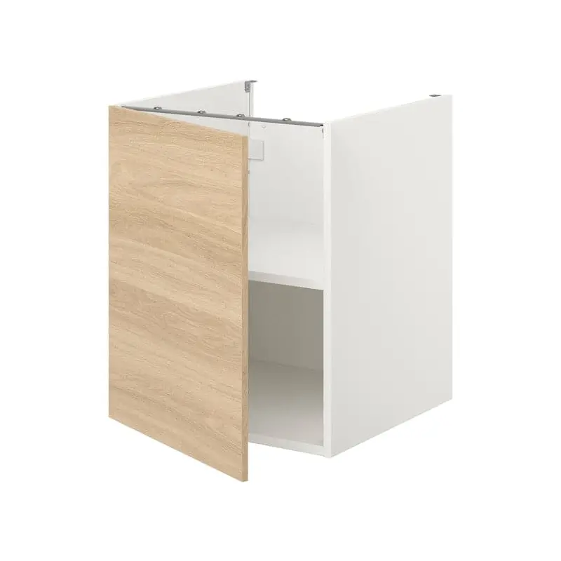 ENHET bc w shlf/door, white/oak effect, 60x75x62 cm