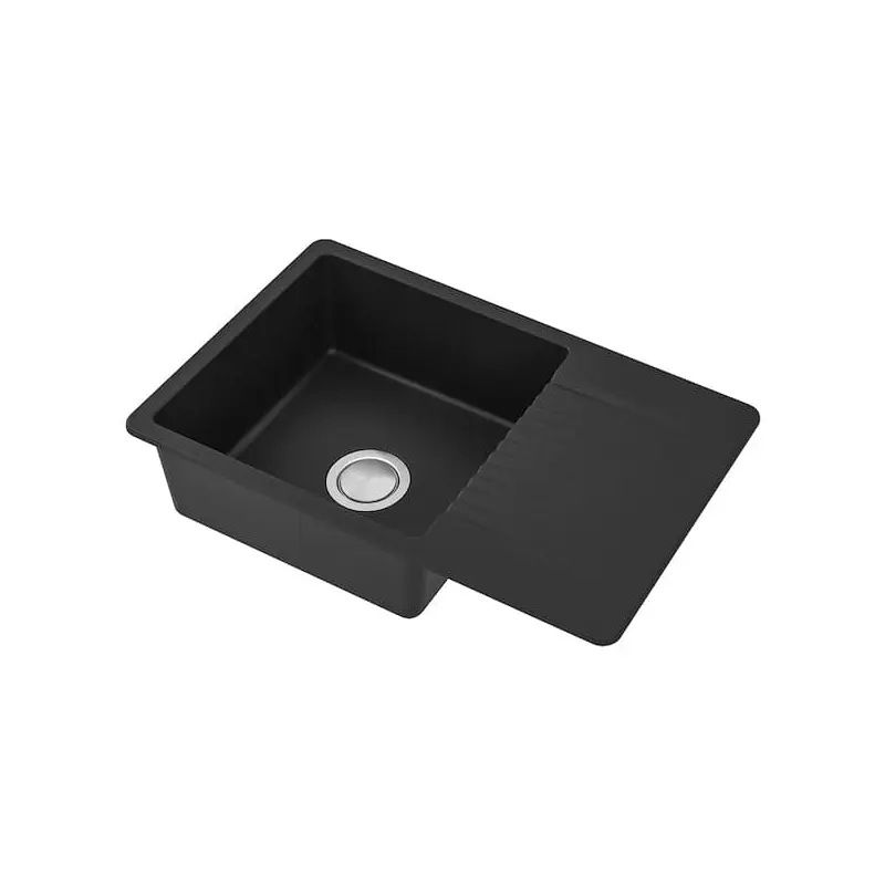 KILSVIKEN - KILSVIKEN Inset sink, 1 bowl with drainboard, black/quartz composite, 72x46 cm