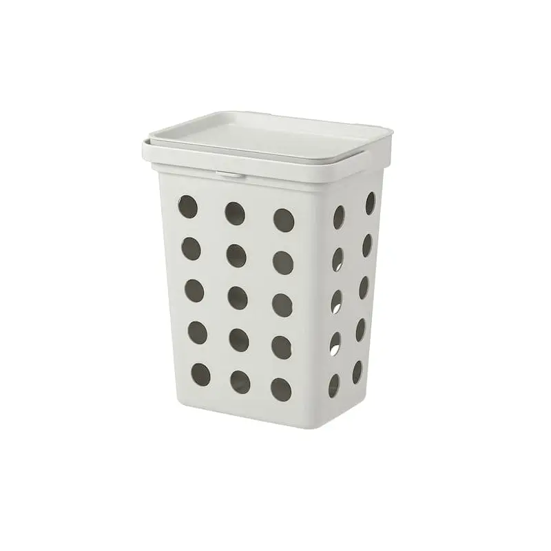 HLLBAR bin with lid for organic waste, light grey, 10 l