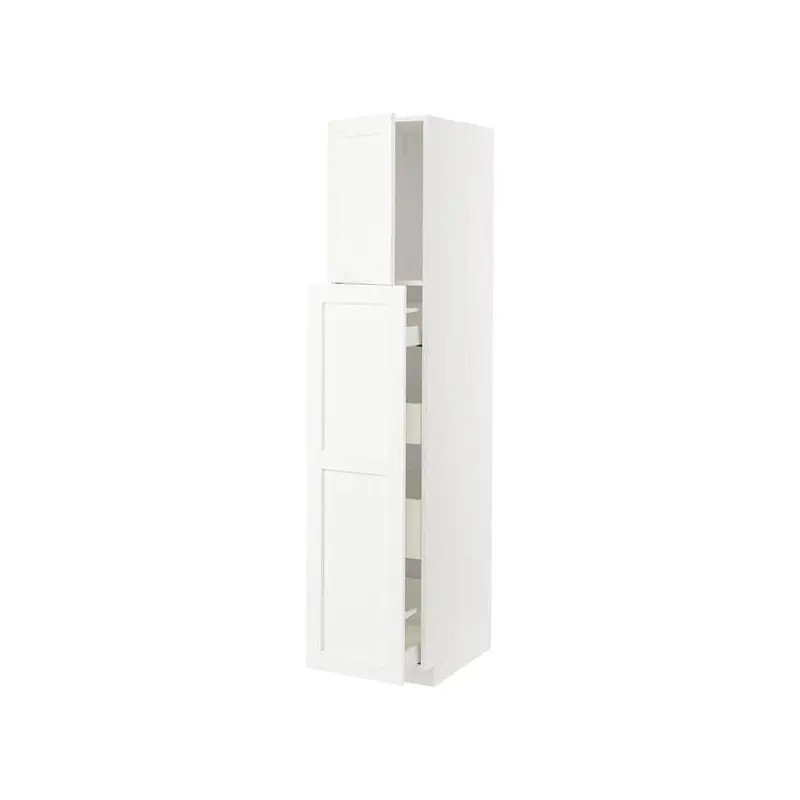 METOD / MAXIMERA hc w p-o func 1dr/4drw, white Enkping/white wood effect, 40.0x200.0x60.0 cm