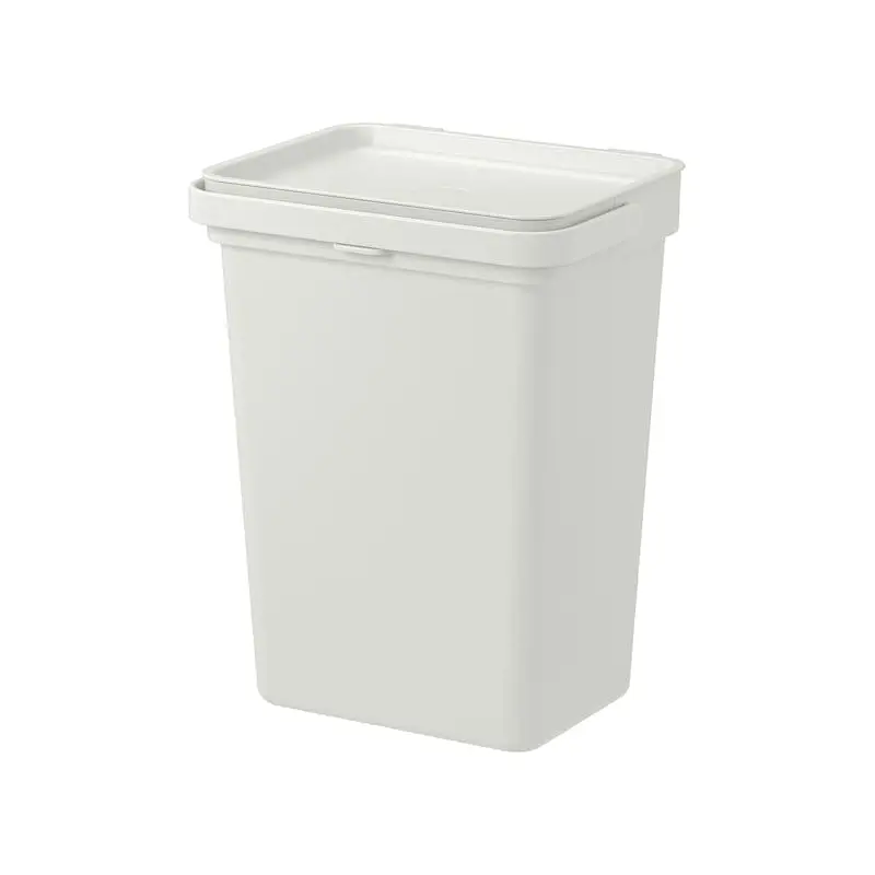 HLLBAR bin with lid, light grey, 26.3x32.6x21.2 cm