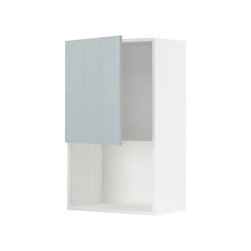 METOD wall cabinet for microwave oven, white/Kallarp light grey-blue, 60x100 cm