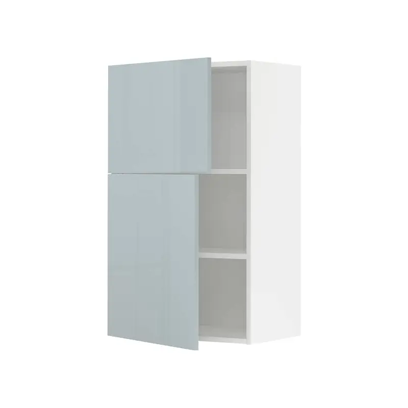 METOD wall cabinet with shelves/2 doors, white/Kallarp light grey-blue, 60.0x100.0x38.6 cm