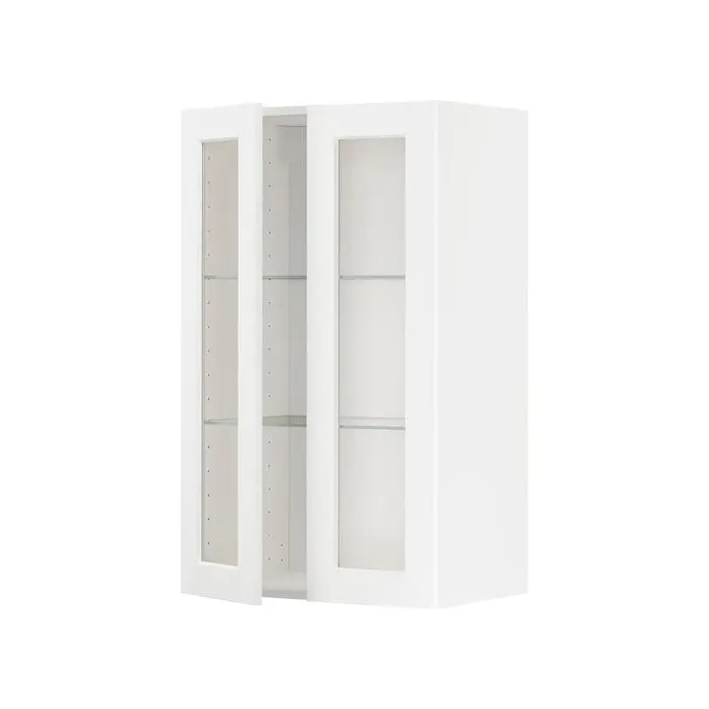 METOD wall cabinet w shelves/2 glass drs, white Enkping/white wood effect, 60x100 cm