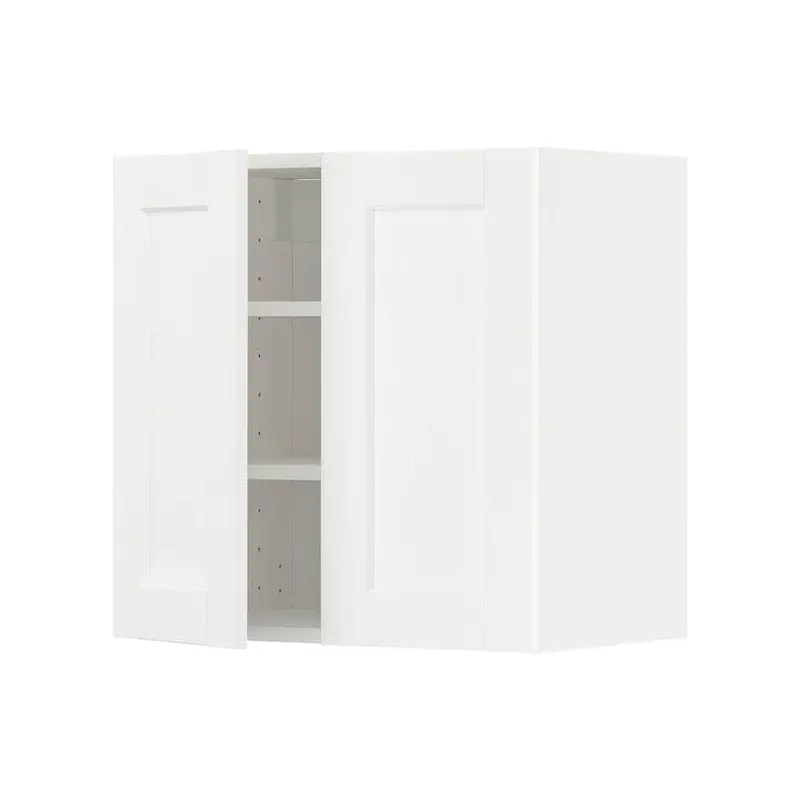 METOD wall cabinet with shelves/2 doors, white Enkping/white wood effect, 60x60 cm