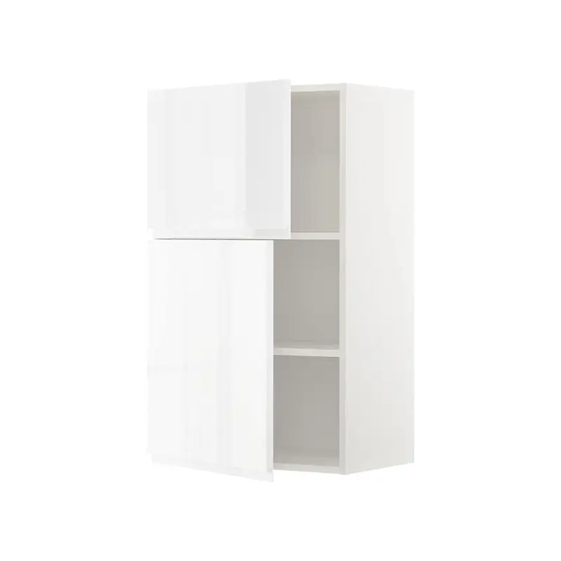 METOD wall cabinet with shelves/2 doors, white/Voxtorp high-gloss/white, 60.0x100.0x39.1 cm