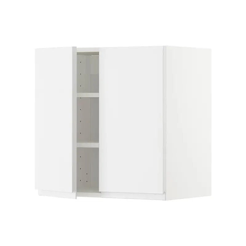 METOD wall cabinet with shelves/2 doors, white/Voxtorp high-gloss/white, 60.0x60.0x38.6 cm