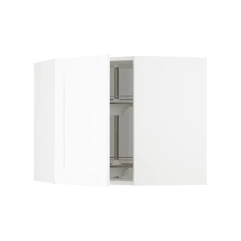 METOD corner wall cabinet with carousel, white Enkping/white wood effect, 68x60 cm