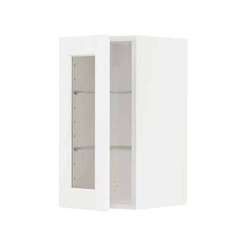 METOD wall cabinet w shelves/glass door, white Enkping/white wood effect, 30x60 cm