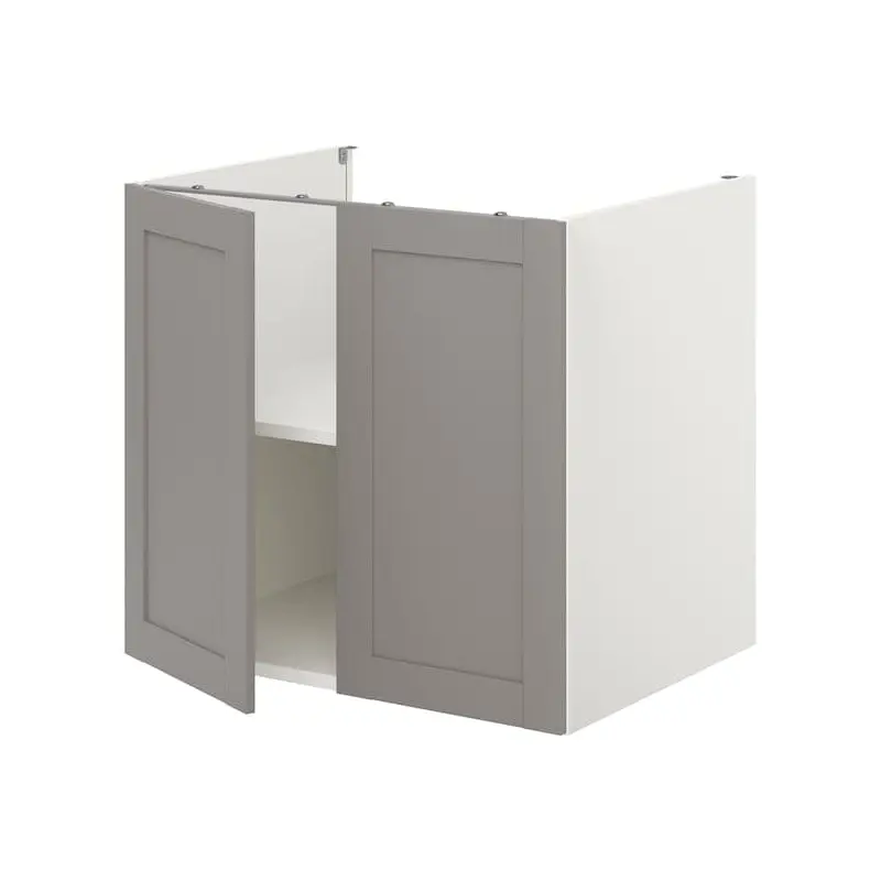 ENHET bc w shlf/doors, white/grey frame, 80x62x75 cm