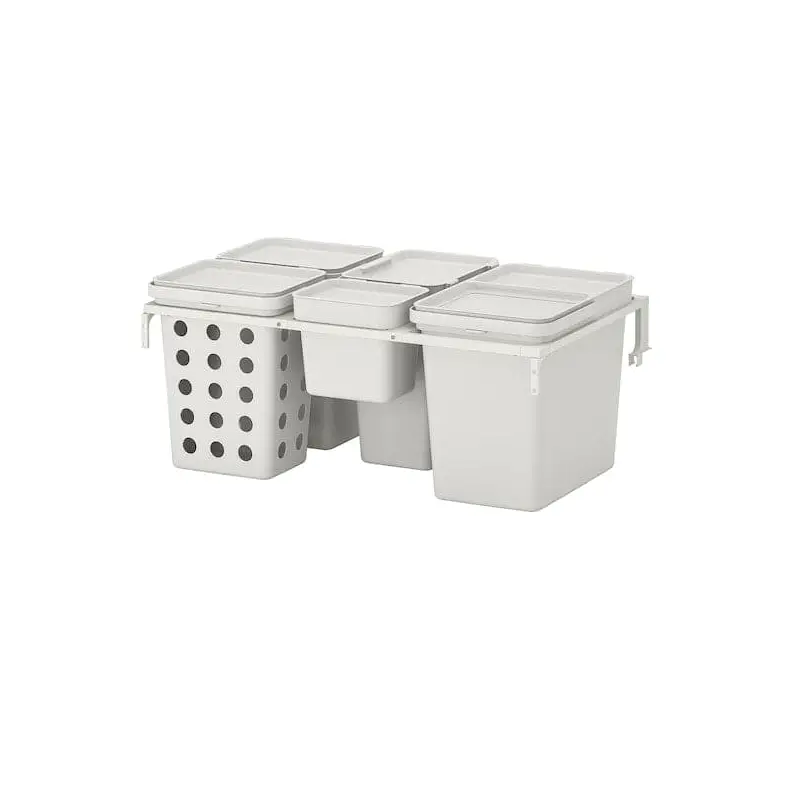 HLLBAR waste sorting solution, for METOD kitchen drawer ventilated/light grey, 55 l