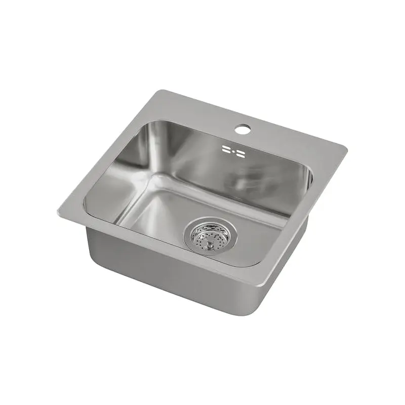 LNGUDDEN inset sink, 1 bowl, stainless steel, 46x46 cm