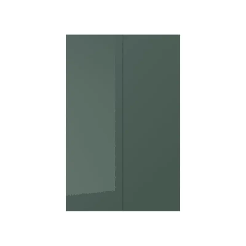 KALLARP 2-p door f corner base cabinet set, high-gloss dark grey-green, 25x80 cm
