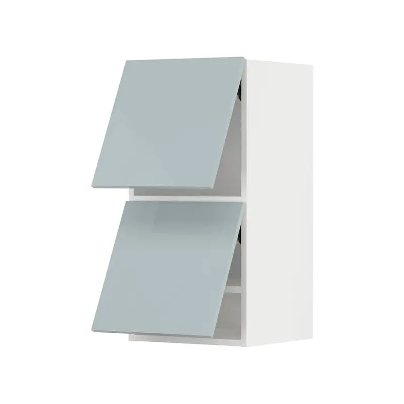 METOD wall cabinet horizontal w 2 doors, white/Kallarp light grey-blue, 40x80 cm