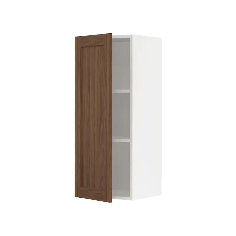 METOD wall cabinet with shelves, white Enkping/brown walnut effect, 40x100 cm