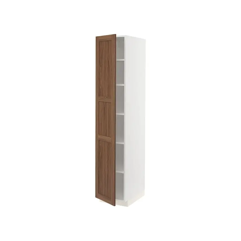 METOD high cabinet with shelves, white Enkping/brown walnut effect, 40x60x200 cm