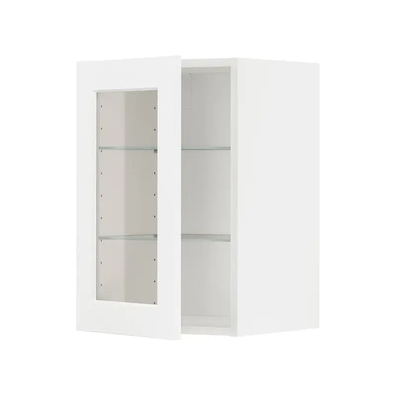 METOD wall cabinet w shelves/glass door, white Enkping/white wood effect, 40x60 cm