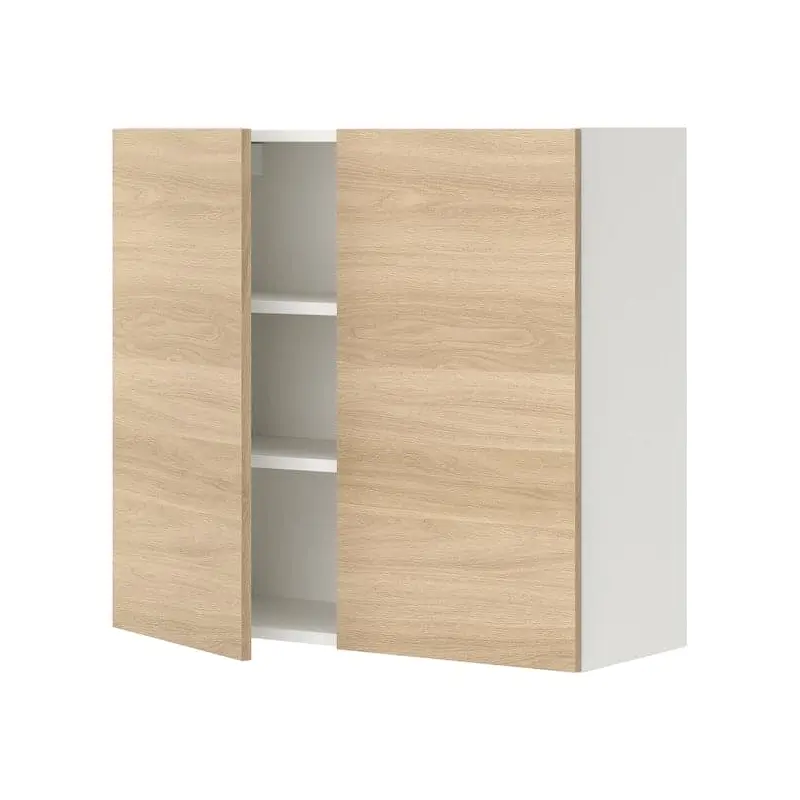 ENHET wall cb w 2 shlvs/doors, white/oak effect, 80x75x32 cm