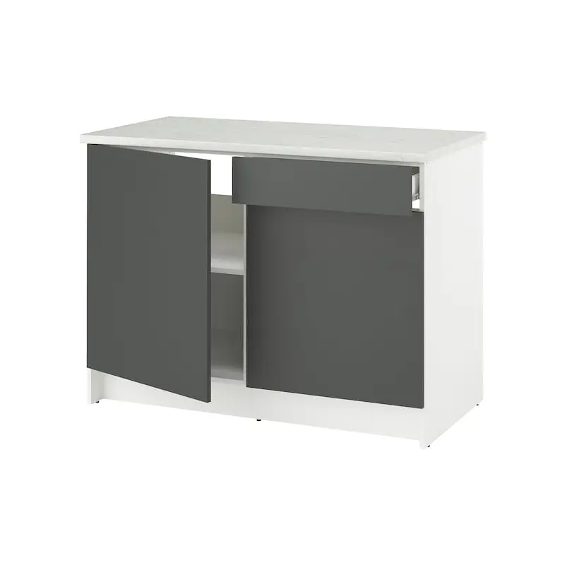 KNOXHULT base cabinet with doors and drawer, dark grey, 120 cm