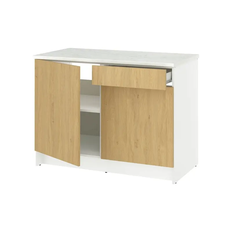 KNOXHULT base cabinet with doors and drawer, oak effect, 120 cm