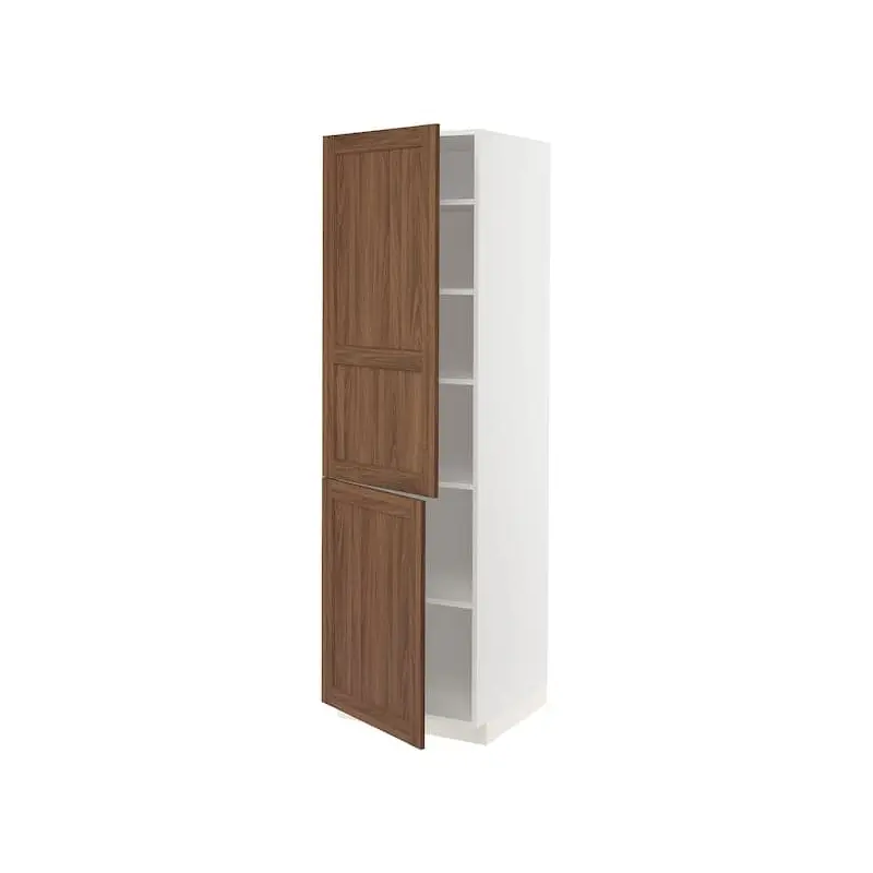 METOD high cabinet with shelves/2 doors, white Enkping/brown walnut effect, 60x60x200 cm