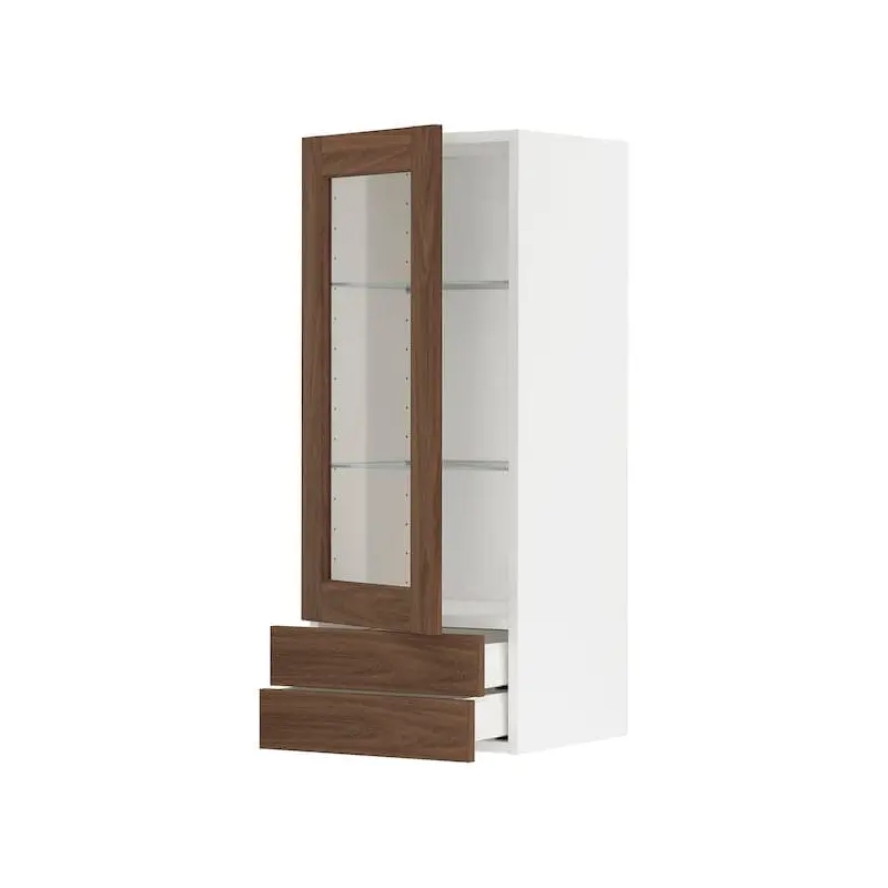 METOD / MAXIMERA wall cabinet w glass door/2 drawers, Width: 40.0 cmDepth: 38.9 cmHeight: 100.0 cm