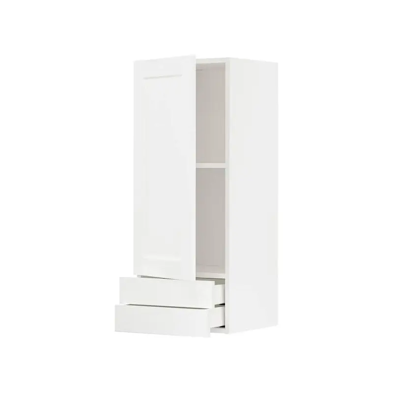 METOD / MAXIMERA wall cabinet with door/2 drawers, white Enkping/white wood effect, 40x100 cm