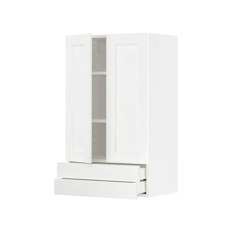 METOD / MAXIMERA wall cabinet w 2 doors/2 drawers, white Enkping/white wood effect, 60x100 cm