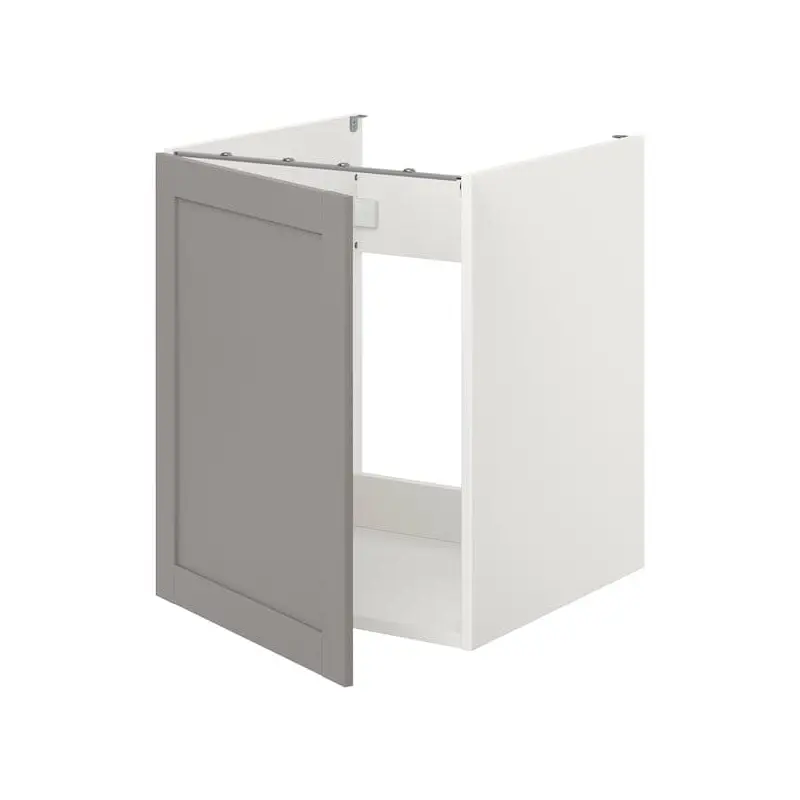 ENHET bc f sink/door, white/grey frame, 60x62x75 cm