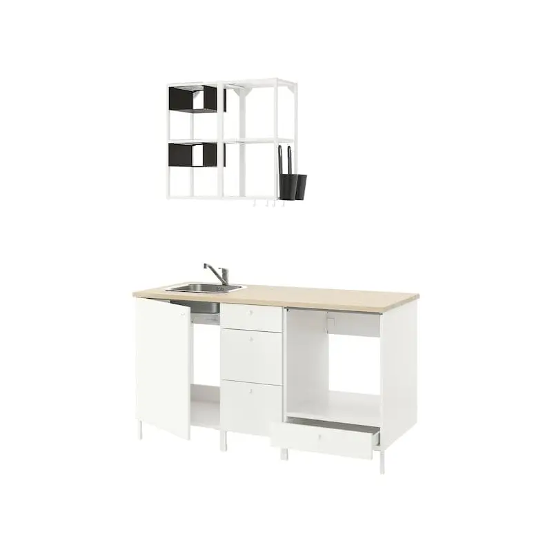 ENHET kitchen, white, 163x63.5x222 cm
