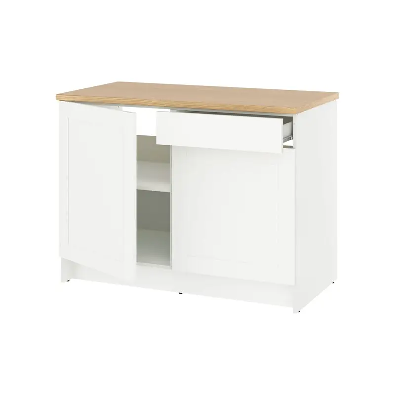 KNOXHULT base cabinet with doors and drawer, white frame, 120 cm
