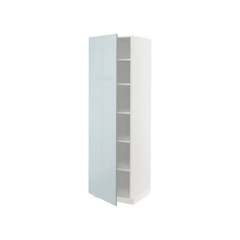 METOD high cabinet with shelves, white/Kallarp light grey-blue, 60.0x200.0x60.0 cm