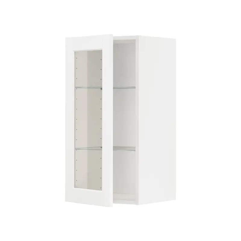 METOD wall cabinet w shelves/glass door, white Enkping/white wood effect, 40x80 cm