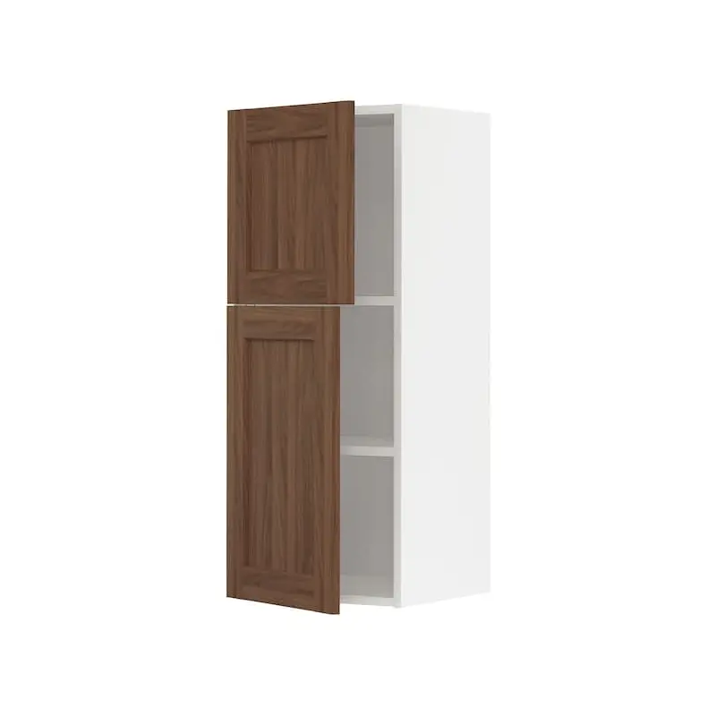 METOD wall cabinet with shelves/2 doors, white Enkping/brown walnut effect, 40x100 cm