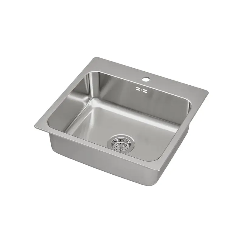 LNGUDDEN inset sink, 1 bowl, stainless steel, 56x53 cm