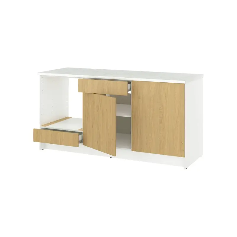 KNOXHULT base cabinet with doors and drawer, oak effect, 180 cm
