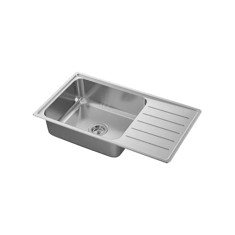 VATTUDALEN inset sink, 1 bowl with drainboard, stainless steel, 86x47 cm