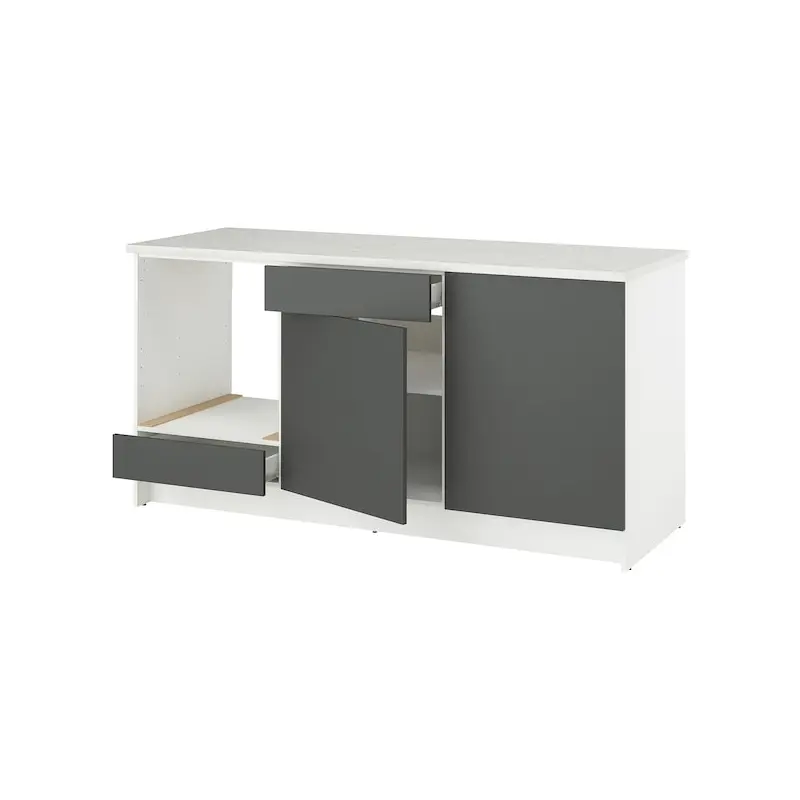 KNOXHULT base cabinet with doors and drawer, dark grey, 180 cm